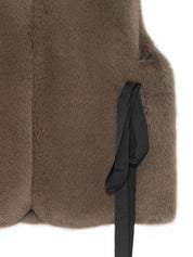 [SIGNATURE LINE] FAUX FUR TIED KITTEN RIBBON VEST