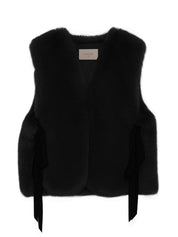 [SIGNATURE LINE] FAUX FUR TIED KITTEN RIBBON VEST
